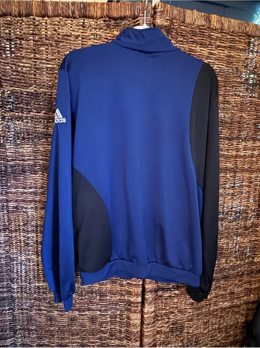 adidas Tracksuit Jacket Full Zip Three Stripe Logo Navy and Black Size L